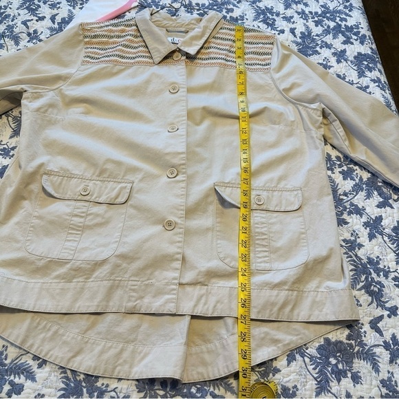 Denim & Co Jacket Khaki Denim with Embroidered Yolk & Cuffs Front Pockets SizeXL - Picture 9 of 9